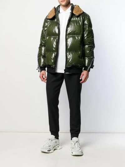 Shop As65 Shearling Lined Padded Jacket In Green