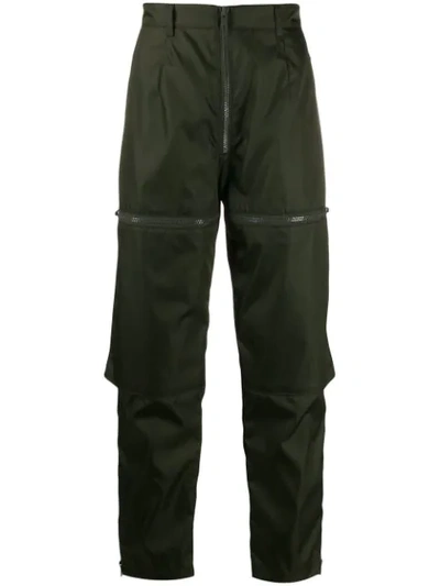Shop Prada Technical Zipped Trousers In F0161 Militare