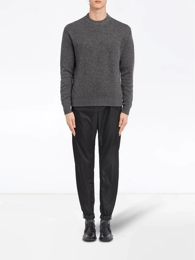 Shop Prada Double Knit Cashmere Sweater - Grey