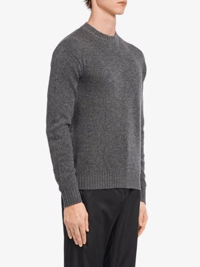 Shop Prada Double Knit Cashmere Sweater - Grey