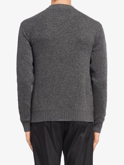 Shop Prada Double Knit Cashmere Sweater - Grey