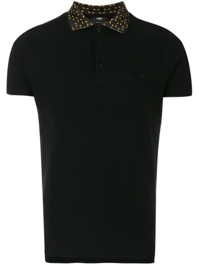 Shop Fendi Short Sleeve Polo Shirt - Black