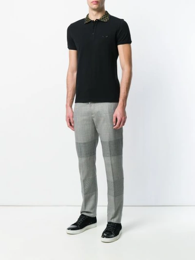 Shop Fendi Short Sleeve Polo Shirt - Black