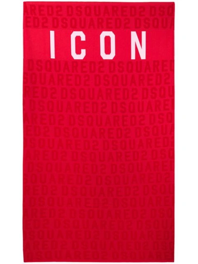 Shop Dsquared2 Icon Beach Towel In Red