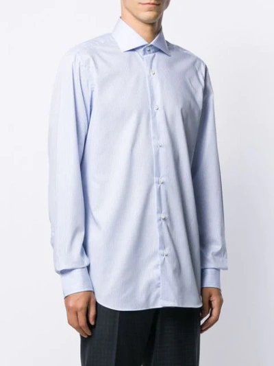 Shop Barba Long Sleeved Cotton Shirt In Blue