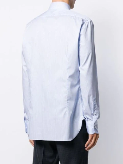 Shop Barba Long Sleeved Cotton Shirt In Blue