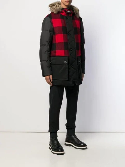 Shop Woolrich Checked Padded Coat In Black