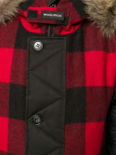 Shop Woolrich Checked Padded Coat In Black
