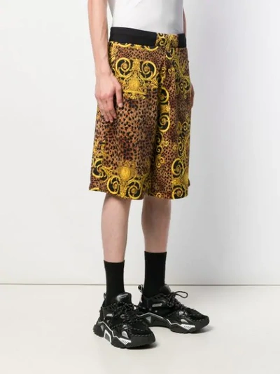 Shop Versace Jeans Couture Baroque Print Shorts In Black