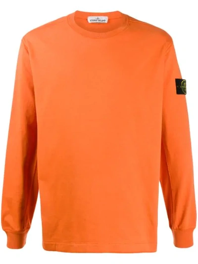 Shop Stone Island Logo Embroidered Sweatshirt In V0032 Orange