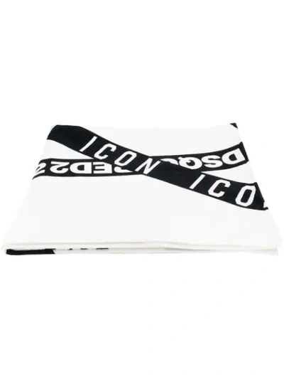 Shop Dsquared2 Printed Logo Towel In White