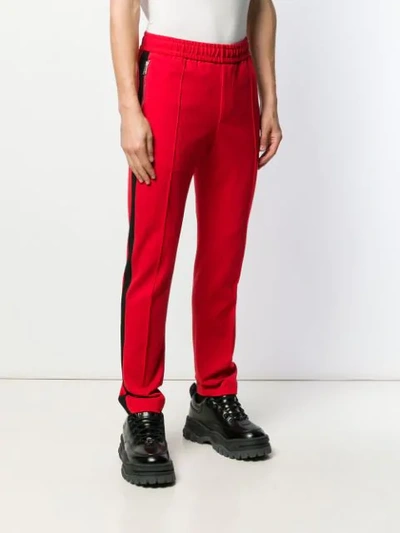 Shop Versace Side Stripe Pleated Detail Track Pants In Red