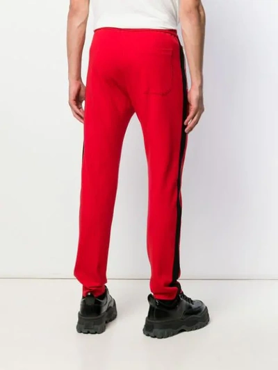 Shop Versace Side Stripe Pleated Detail Track Pants In Red