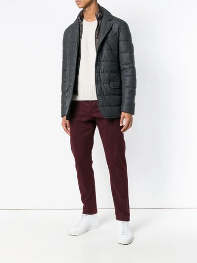 Shop Herno Quilted Blazer With Removable Liner In Grey