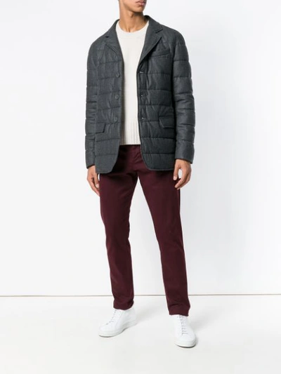 Shop Herno Quilted Blazer With Removable Liner In Grey