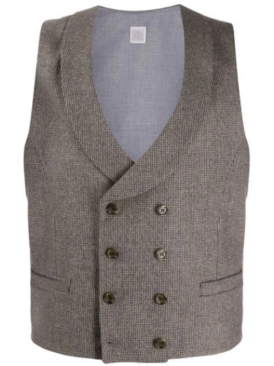 Shop Eleventy Double Breasted Waistcoat In Neutrals