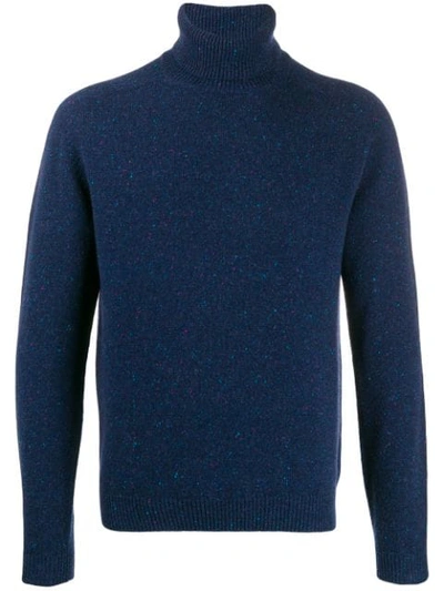 Shop Malo Rollneck Knit Sweater In Blue