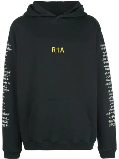 Shop Rta Logo Print Hoodie In Black