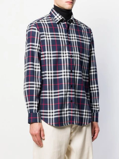 Shop Burberry Vintage Check Flannel Shirt In Blue