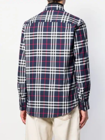 Shop Burberry Vintage Check Flannel Shirt In Blue