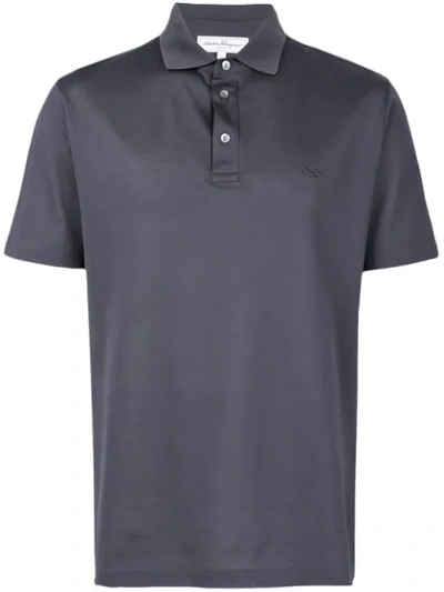 Shop Ferragamo Salvatore  Short-sleeve Fitted Polo Top - Grey