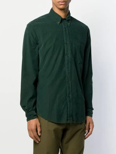 Shop Aspesi Relaxed Corduroy Shirt In Green