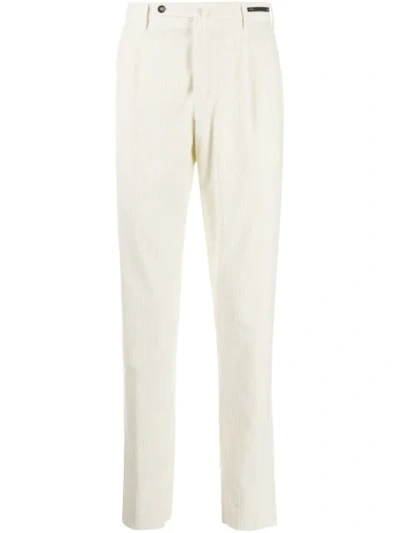 Shop Pt01 Corduroy Slim-fit Trousers In White