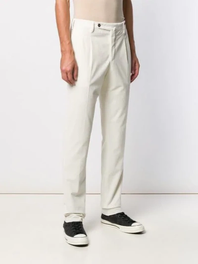 Shop Pt01 Corduroy Slim-fit Trousers In White