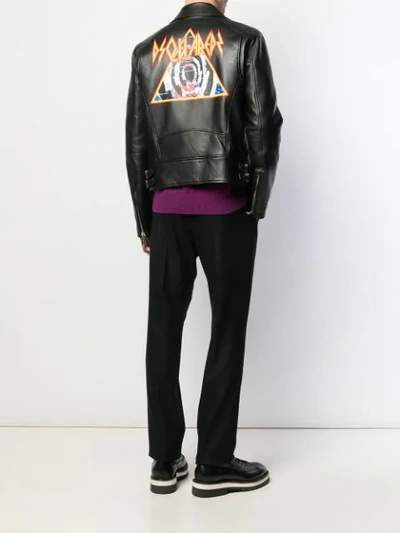 Shop Dsquared2 Logo Print Biker Jacket In Black