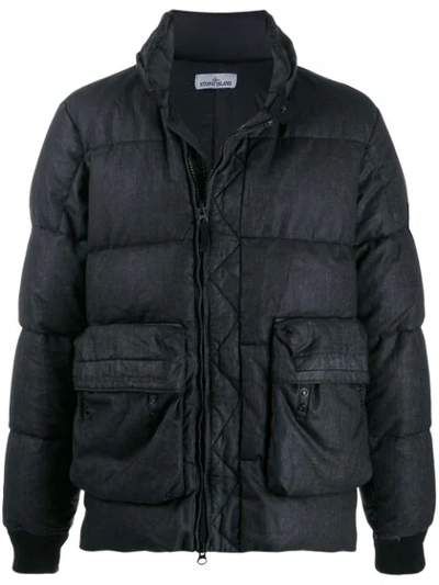Shop Stone Island Quilted Down Jacket In Black