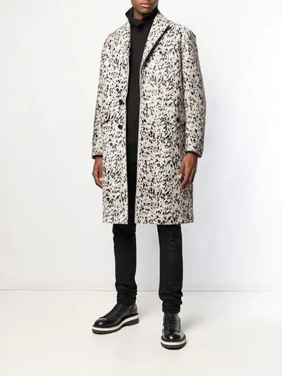 Shop Dsquared2 Printed Single-breasted Coat In Neutrals