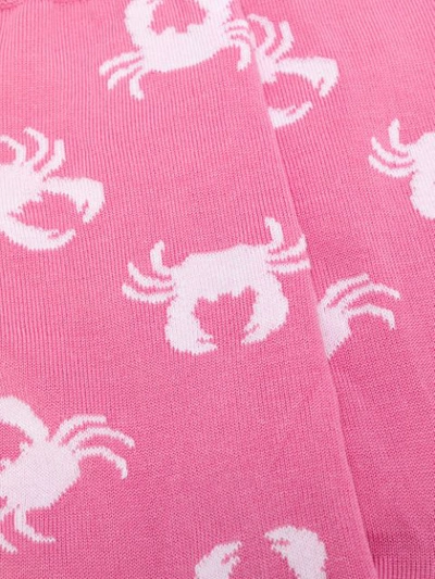 THOM BROWNE 螃蟹图案嵌花中筒袜 - 粉色
