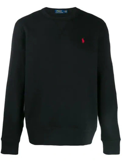 Shop Polo Ralph Lauren Logo Embroidered Jumper In Black