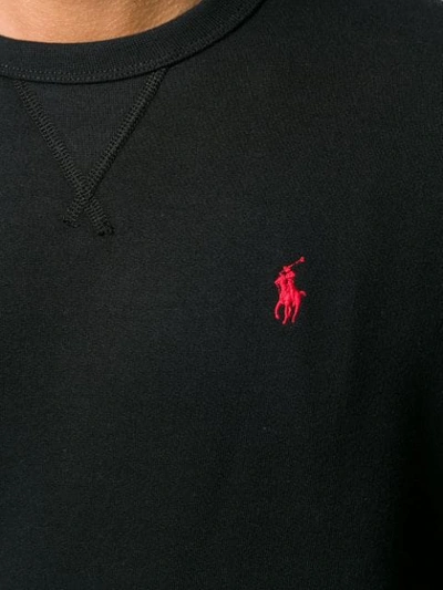 Shop Polo Ralph Lauren Logo Embroidered Jumper In Black