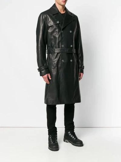 Shop Off-white Blurred Logo Trench Coat In Black