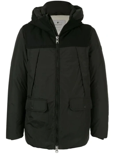Shop Woolrich Hooded Coat In 100 Black