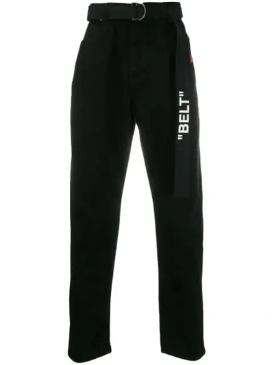 Shop Off-white 'diag' Jeans Mit Gürtel In Black