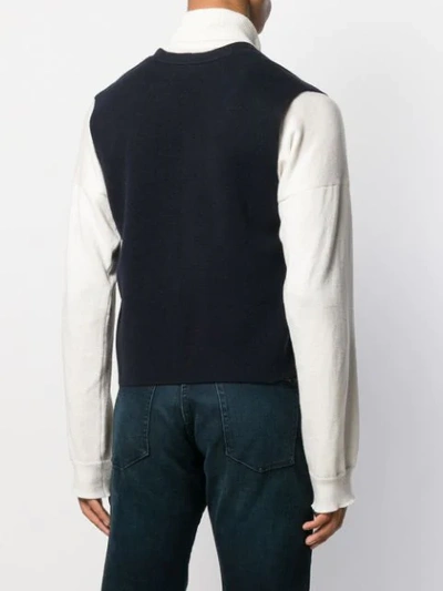 Shop N•peal Double-breasted Knitted Waistcoat In Blue