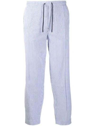 Shop Polo Ralph Lauren Striped Drawstring Trousers In Blue