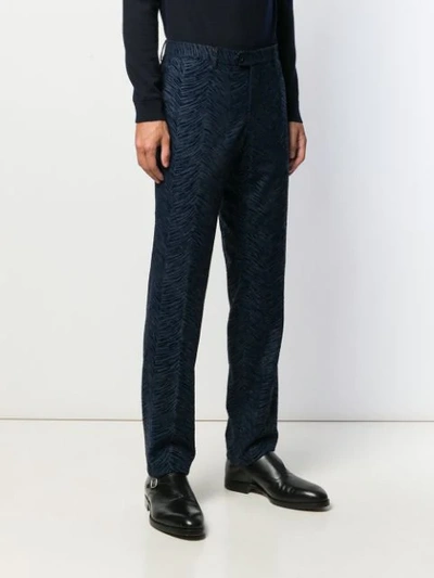 Shop Etro Tailored Patterned Trousers In 0200 Blue