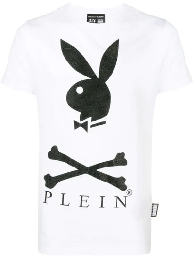 Shop Philipp Plein 'playboy X Plein' T-shirt In White