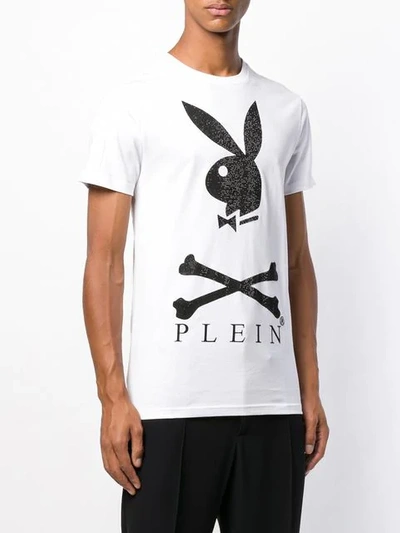 Shop Philipp Plein 'playboy X Plein' T-shirt In White