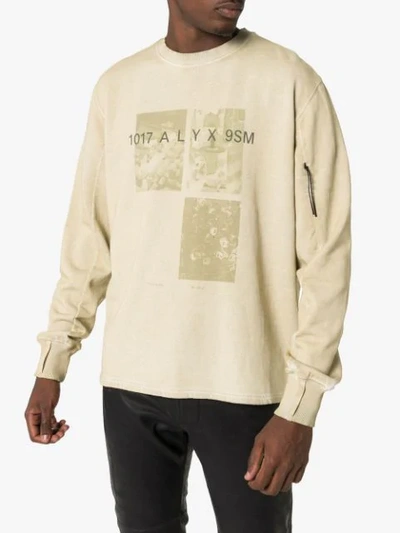 Shop Alyx Photo Printed Zip-sleeve Sweatshirt In Green