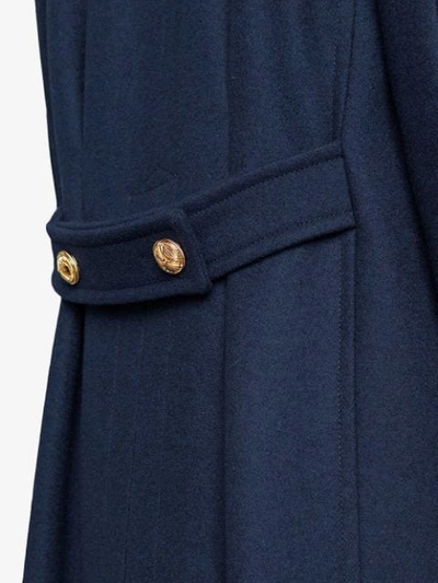Shop Gucci Double Breasted Marine Coat In Blue