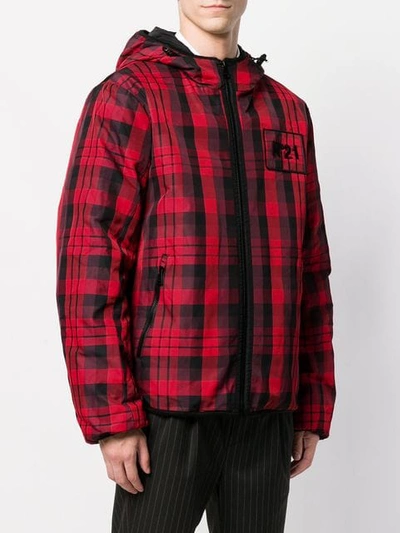 Shop N°21 Checked Hooded Jacket In Red
