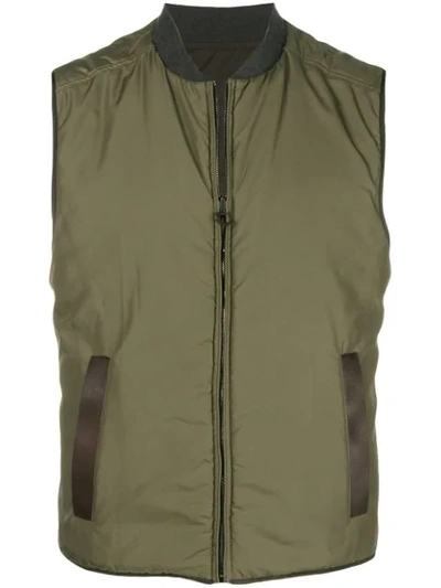 Shop Ferragamo Padded Reversible Vest In Green