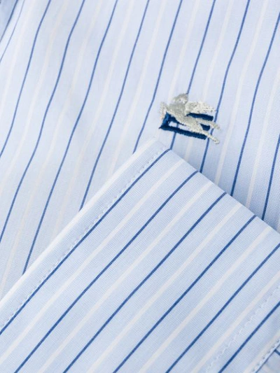 ETRO STRIPED BUTTON-DOWN SHIRT - 蓝色