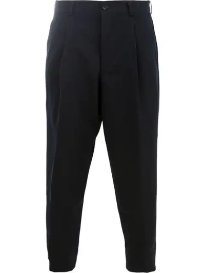 Shop Comme Des Garçons Homme Deux Tailored Cropped Trousers  In Blue