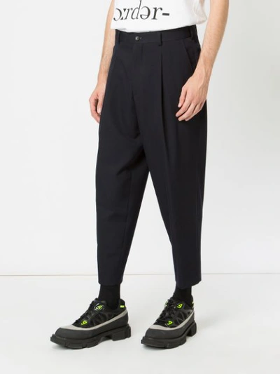 Shop Comme Des Garçons Homme Deux Tailored Cropped Trousers  In Blue