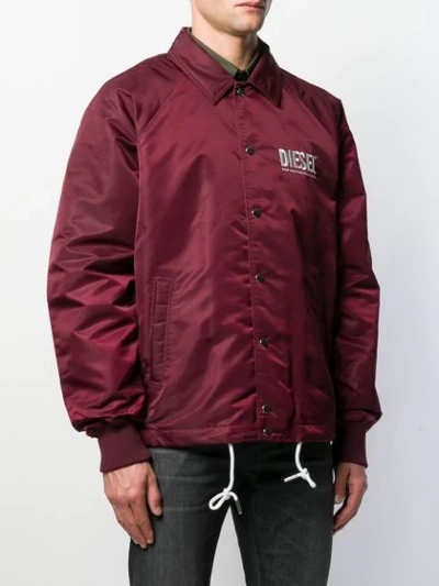 Shop Diesel Embroidered Coach Jacket In Red